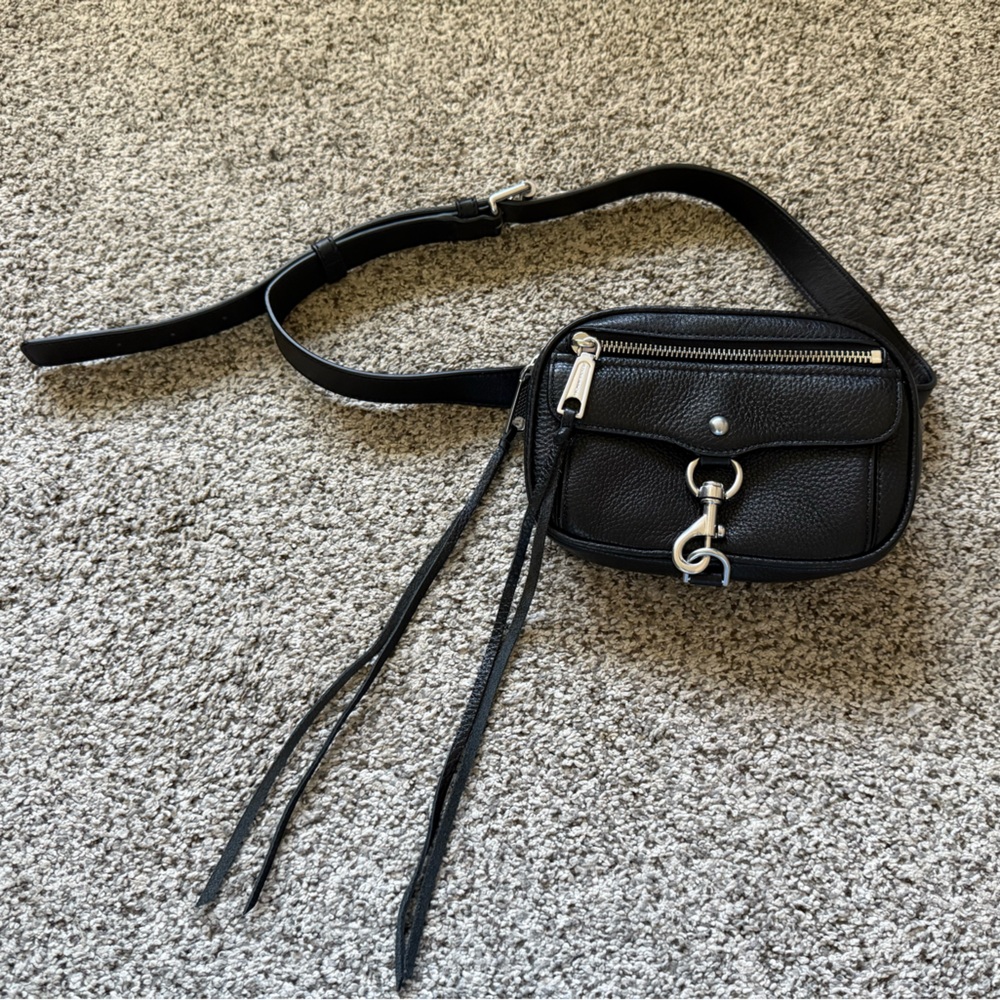 Black Leather Belt Bag